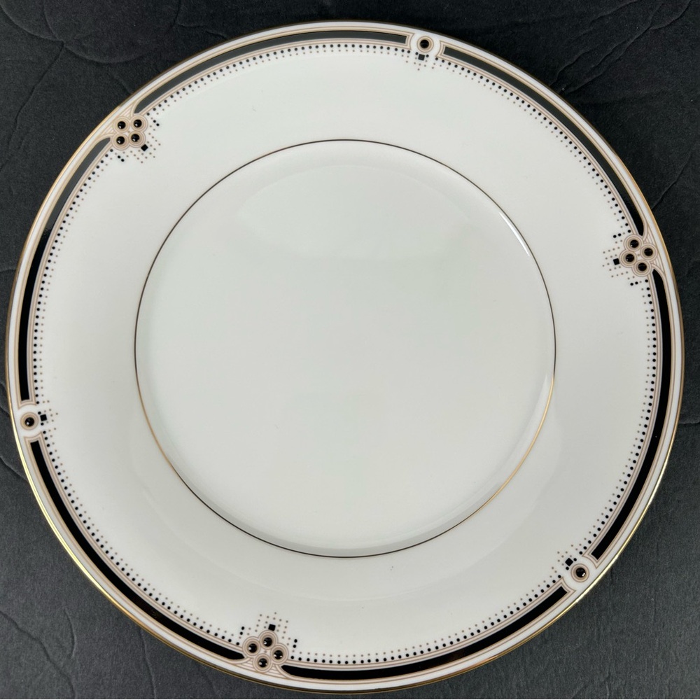 Noritake Evening Gown Salad Plate Gold Color Trim, Black Dots